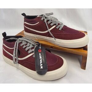 Airwalk Deuce Mens 9.5 Burgundy Skate Sneakers NWT Casual Shoes MNAK25GX013